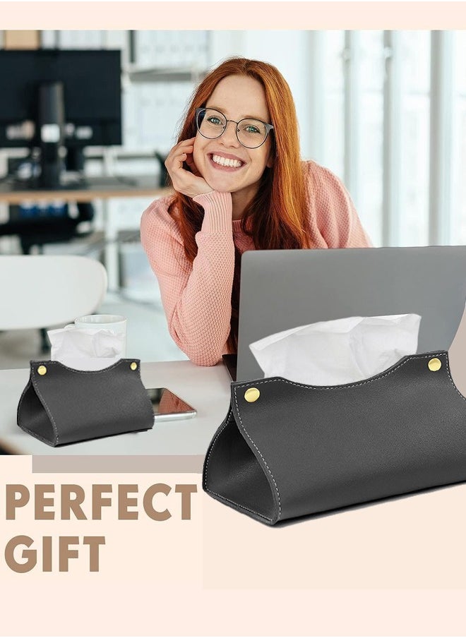 Generic Tissue Box Holder,Modern PU Leather Rectangular Tissue Box Cover Holder Organizer for Bathroom Home Living Room, Bedroom,Kitchen,Vanity Countertop,Office Desk Tissue Box Cover for Car-Black  - Image 4