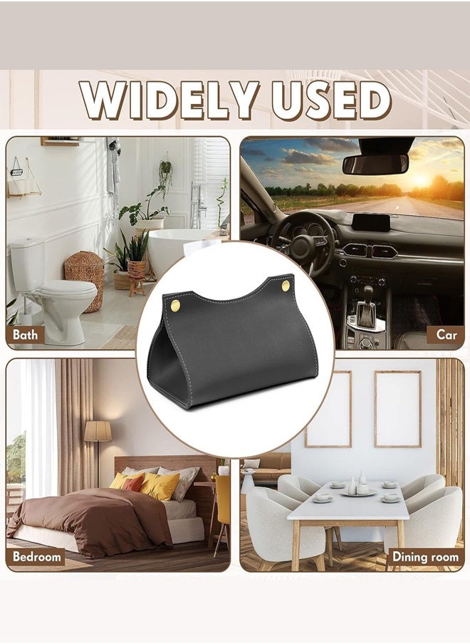Generic Tissue Box Holder,Modern PU Leather Rectangular Tissue Box Cover Holder Organizer for Bathroom Home Living Room, Bedroom,Kitchen,Vanity Countertop,Office Desk Tissue Box Cover for Car-Black  - Image 5