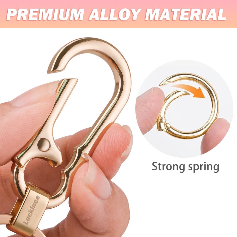 LUCKINEE 2 Pack Metal Key Ring, Key Chains with Carabiner, Key Clip with Spring O Rings, Anti-Lost Quick Release Key Clip for Purse, Key Chains Men and Women - Image 3