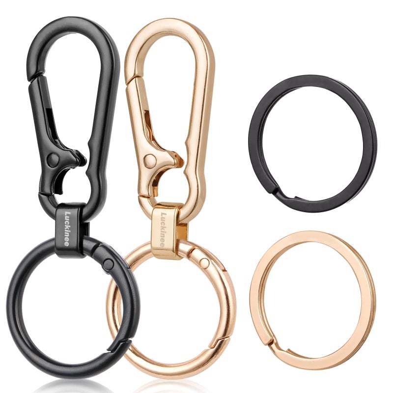LUCKINEE 2 Pack Metal Key Ring, Key Chains with Carabiner, Key Clip with Spring O Rings, Anti-Lost Quick Release Key Clip for Purse, Key Chains Men and Women - Image 1