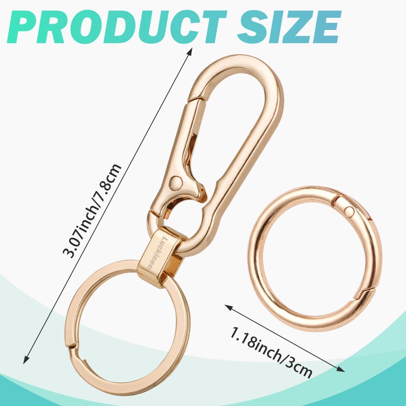 LUCKINEE 2 Pack Metal Key Ring, Key Chains with Carabiner, Key Clip with Spring O Rings, Anti-Lost Quick Release Key Clip for Purse, Key Chains Men and Women - Image 4