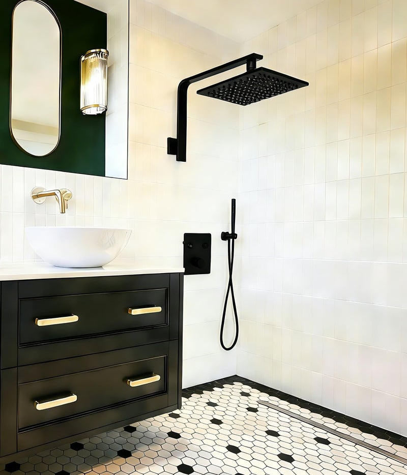 Aquaiaw High Rise Shower Arm and Flange, 10.5 inch, Solid Brass, Square, Matte Black, Gooseneck Raised Shower Head Arm W/Escutcheon, Both Soldered 1/2 NPT Tapered Threads, Wall Mount Shower Extension - Image 2