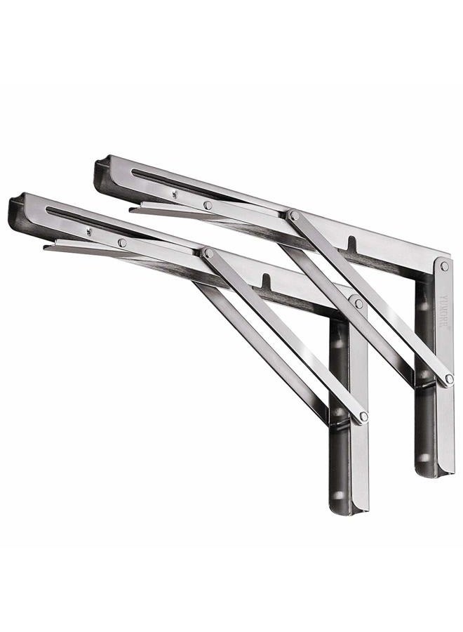 YUMORE Folding Shelf Bracket 18",Heavy Duty Stainless Steel Collapsible Shelf-Bracket Max Load 330lbs Wall Mounted Table Support Hinge for Space-Saving DIY Work Bench with Install Screws, Pack of 2 - Image 1