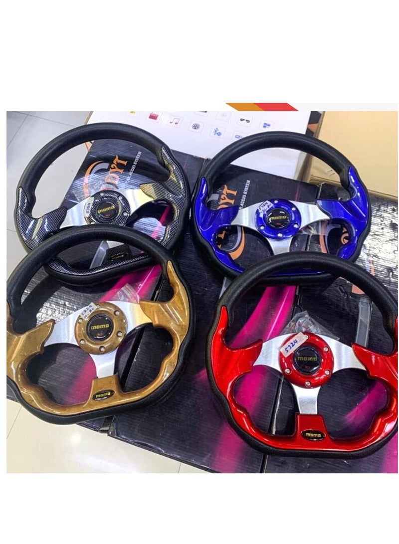 رويال ROYAL - عجلة قيادة سباق عالمية للسيارة، عجلة قيادة مومو رياضية على شكل قرن على شكل حرف "D" للسباق/الرالي/رياضة السيارات/قيادة السيارة (DYT-5324) (أسود) - Image 2