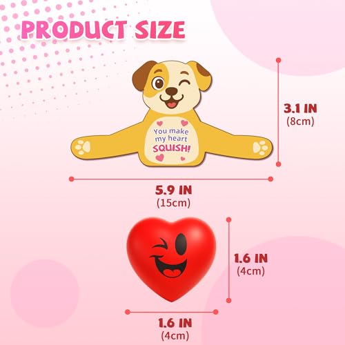 Gocozer 28 Packs Heart Stress Ball with Valentine Cards Heart Shape squishy toy Stress Relief Fidget Toy with Valentines Greeting CardsKids Valentines Classroom Exchange Party Favors - Image 5