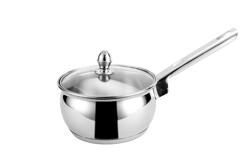 Steelcraft Steelcraft Premium Stainless Steel Benz Saucepan with Glass lid 18 cm 1780ml Induction Friendly Cook and Serve for Multipurpose Cooking Silver Set of 1 - Image 1