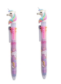 JOLLITY LLC Unicorn Ballpoint Pen, 6 Colours in 1 Planner Pen, Multi-Colour Pen, Cute Stationery Gift, School Supplies (2pcs)  - Image 1