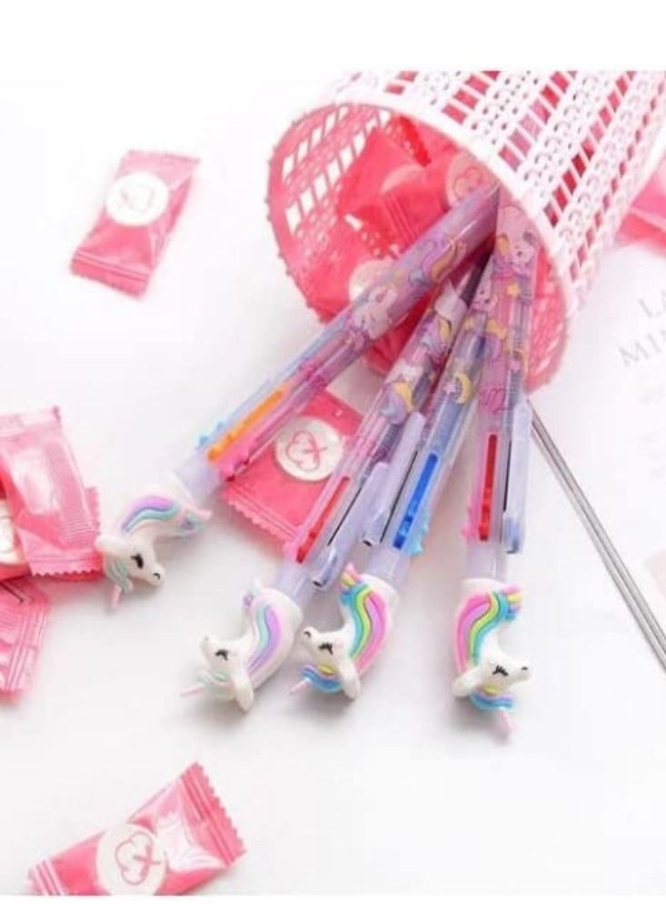 JOLLITY LLC Unicorn Ballpoint Pen, 6 Colours in 1 Planner Pen, Multi-Colour Pen, Cute Stationery Gift, School Supplies (2pcs)  - Image 3
