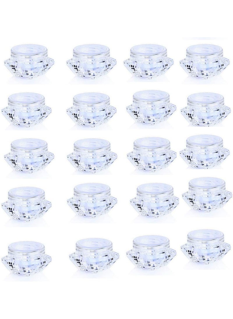 BesYouSel 3g/3ML Diamond-shape Sample Bottles Clear Cosmetic Container Plastic Pot Jars Empty Mini Container Screw Cap Lid for Eye Shadow,Eye Cream,Nail,Powder, Jewelry Earrings Lotion Pack of 50 