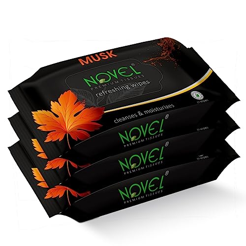 NOVEL Alcoholic Free and Aqua Glycerine (Musk Fragnance) Wet Tissue (Pack of 3/75 Tissues) - Image 1