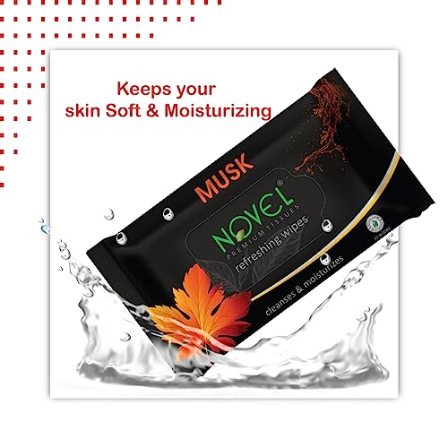 NOVEL Alcoholic Free and Aqua Glycerine (Musk Fragnance) Wet Tissue (Pack of 3/75 Tissues) - Image 2