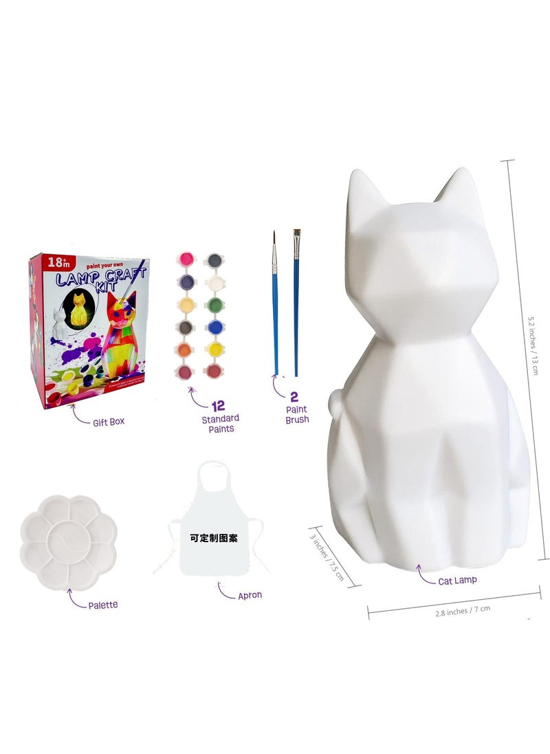 Bebiland Paint Own Cat Lamp Kit, Cute Cat Gift for Girl, Art Supplies Arts and Crafts Kit, Arts and Crafts for Girl Kids Ages 8-12, Toys for Girls Boy, Idea Birthday Gift Ages 3 4 5 6 7 8 9 10 11 12+(Multicolour)  - Image 2