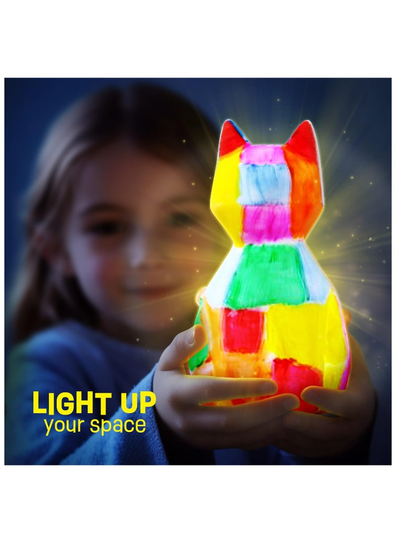 Bebiland Paint Own Cat Lamp Kit, Cute Cat Gift for Girl, Art Supplies Arts and Crafts Kit, Arts and Crafts for Girl Kids Ages 8-12, Toys for Girls Boy, Idea Birthday Gift Ages 3 4 5 6 7 8 9 10 11 12+(Multicolour)  - Image 4