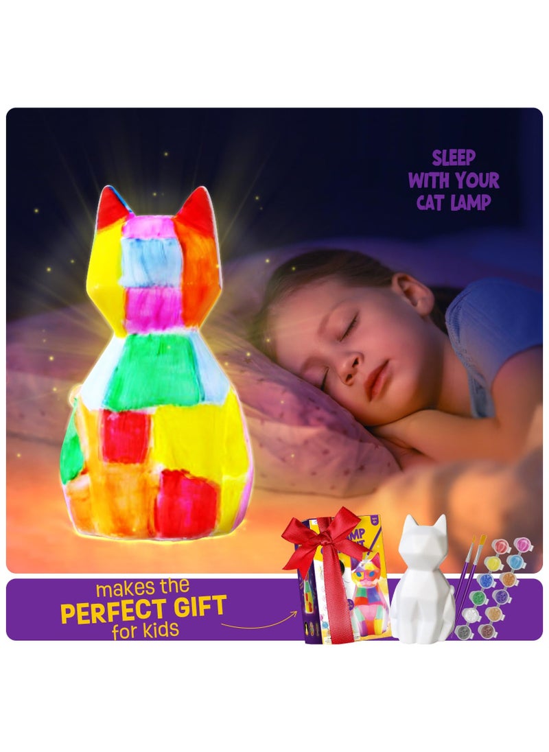 Bebiland Paint Own Cat Lamp Kit, Cute Cat Gift for Girl, Art Supplies Arts and Crafts Kit, Arts and Crafts for Girl Kids Ages 8-12, Toys for Girls Boy, Idea Birthday Gift Ages 3 4 5 6 7 8 9 10 11 12+(Multicolour)  - Image 5