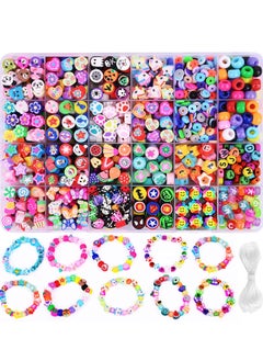 1000PCS Polymer Clay Beads Bracelet Making kit, 24 Style Cute Fun Beads Fruit Flower Animal Cake Butterfly Heart Beads Charms for Jewelry Necklace Earring Making DIY Accessories for Women Girls