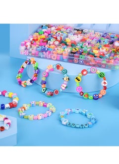 Generic 1000PCS Polymer Clay Beads Bracelet Making kit, 24 Style Cute Fun Beads Fruit Flower Animal Cake Butterfly Heart Beads Charms for Jewelry Necklace Earring Making DIY Accessories for Women Girls  - Image 2