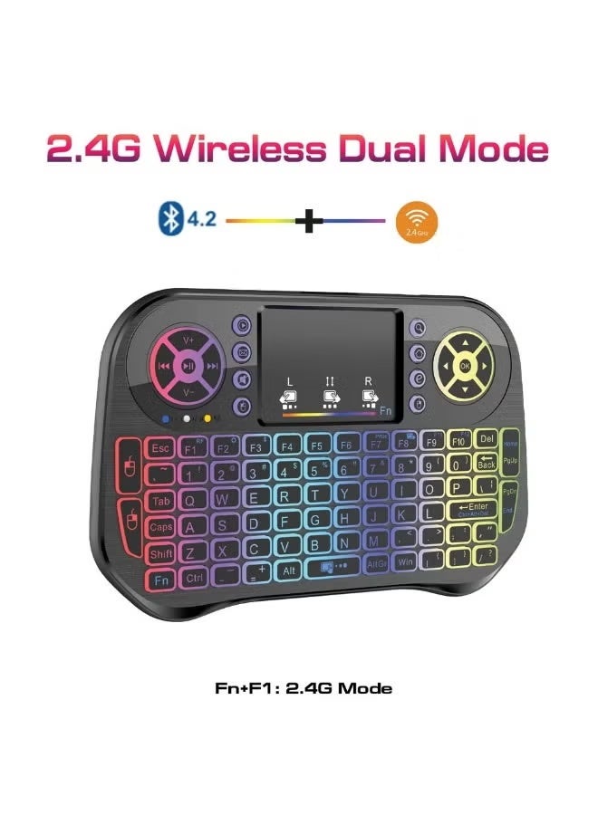 Green Tiger Mini Wireless Keyboard 2.4G – Backlit Touchpad Control