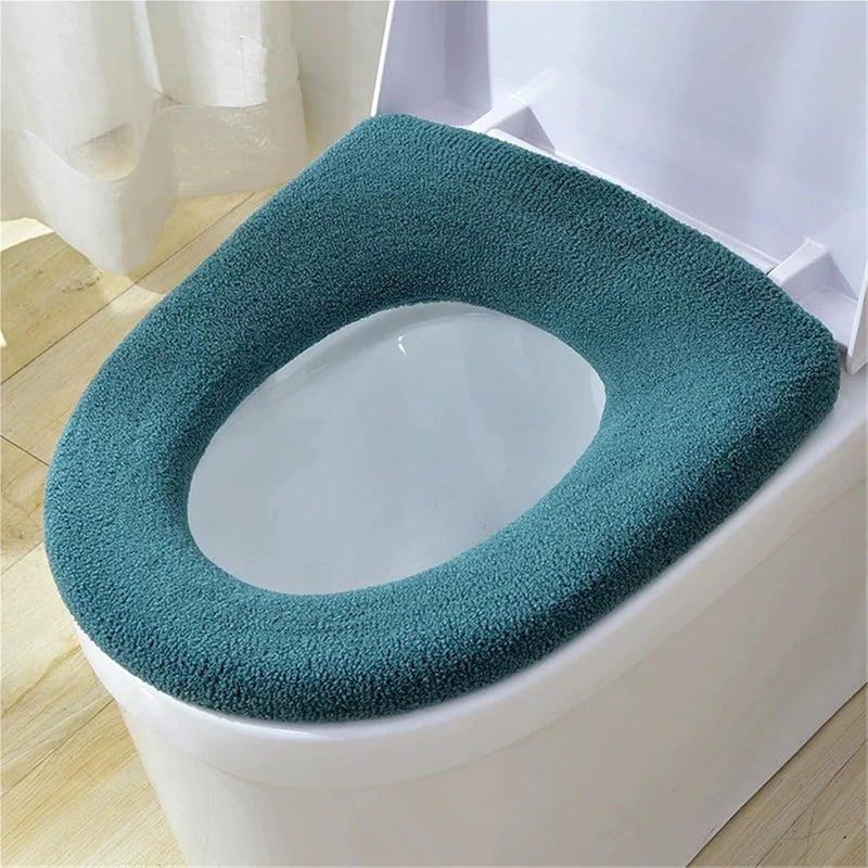 Flexible 4pcs Bathroom Toilet Seat Closestool Washable Soft Winter Warmer Mat Pad Cushion O-Shape seat Bidet Covers(A) - Image 2