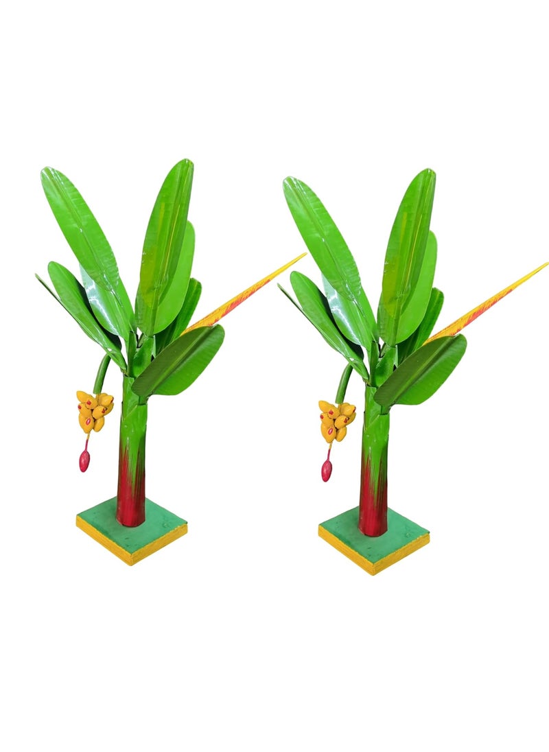 Generic JJ Arts Metal Fancy Artificial Banana Tree with Foam Leaves Set of 2 for Pooja 12 Inch  - Image 2