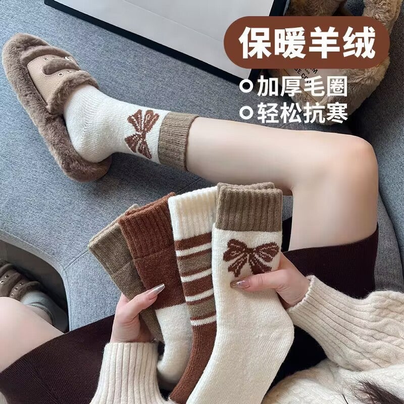 Thick Warm Woolen Socks Women Autumn Winter Stripes