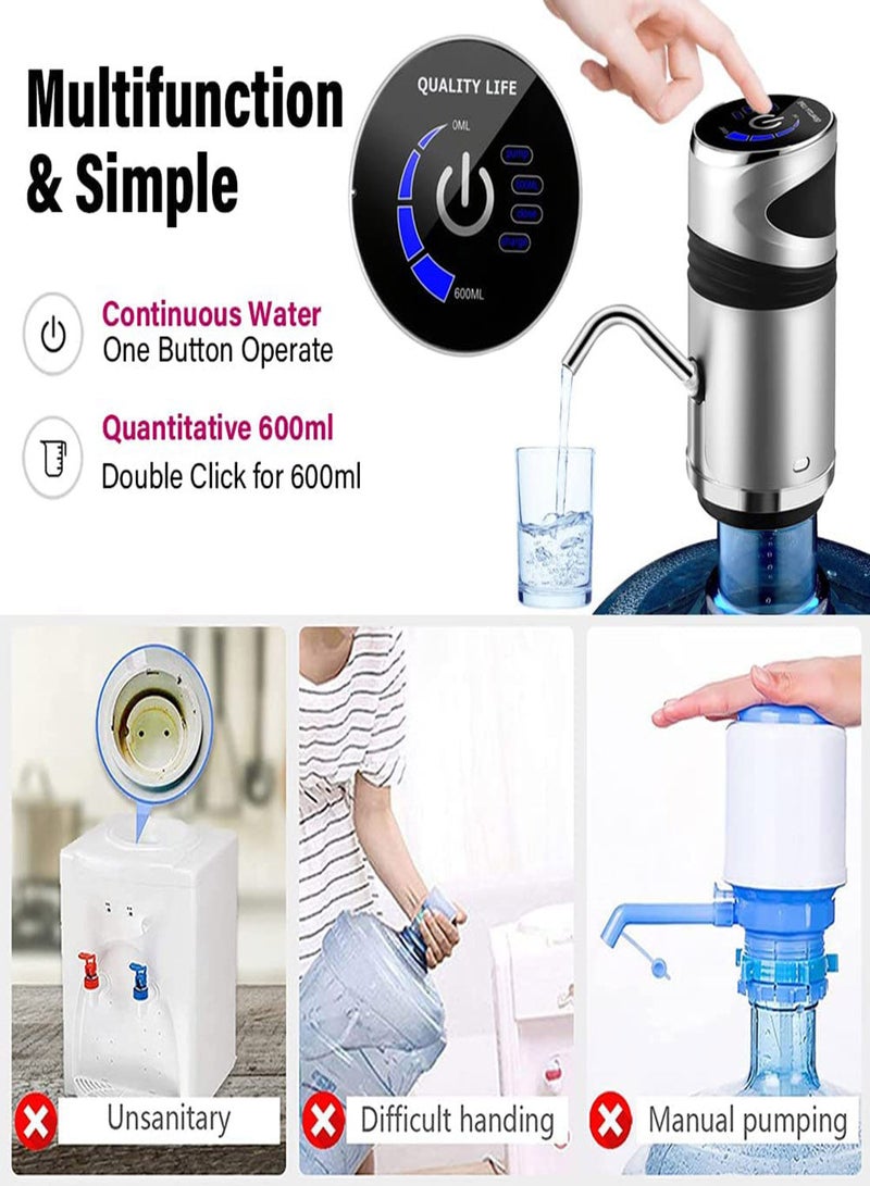 YQbest Water Dispenser, 5 Gallon Smart Drinking Jug Pump Electric Touch Screen Automatic Dispenser Switch with Child Lock for Camping Kitchen Office Kitchen, Workshop - Image 3