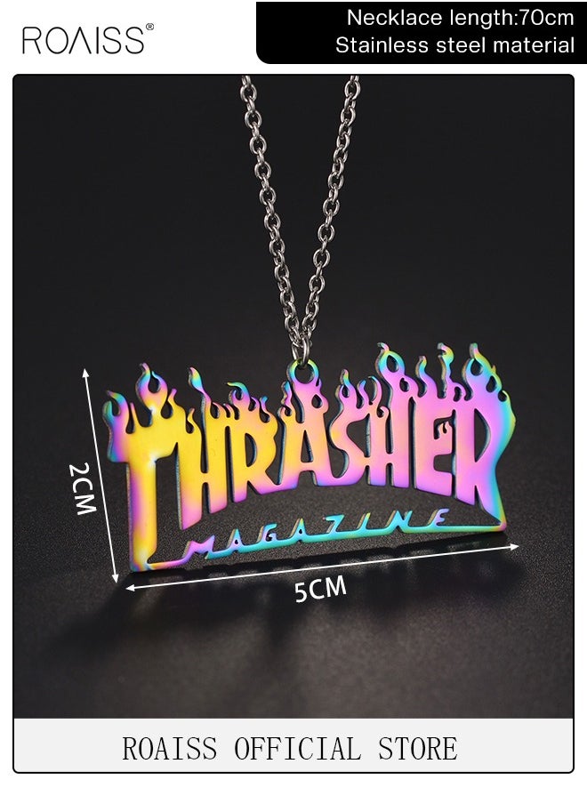 Colorful Flame Letter Necklace Style Titanium Steel  Pendant Hip-Hop Men's Pearl Chain Retro Pendant Alloy Jewelry Stainless Steel Necklace - pzsku/Z1D7A6D31AD57495D3B8BZ/45/_/1729653895/7b3dd23e-0b6e-4591-8b79-bae8f4709612