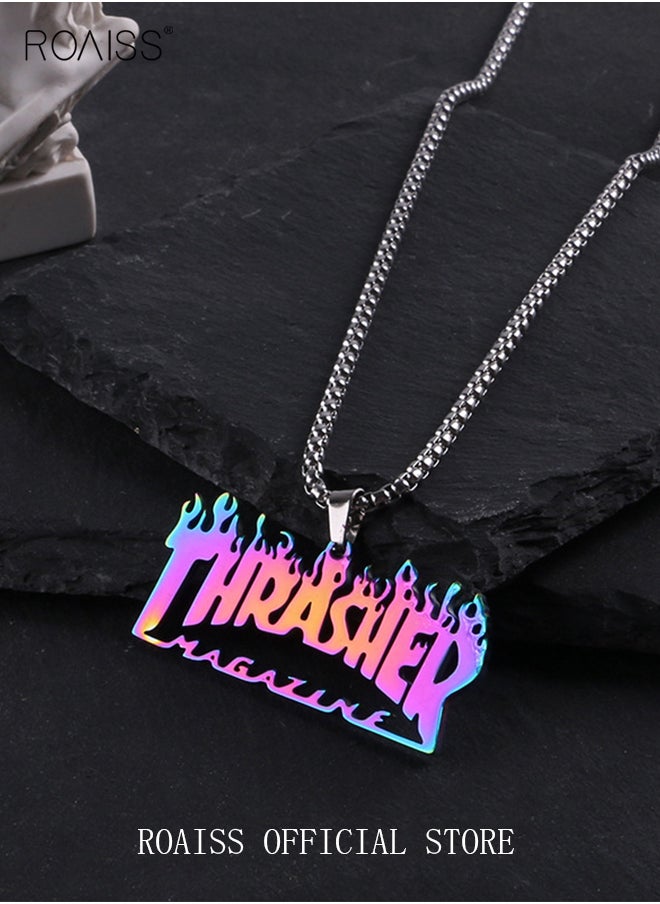 Colorful Flame Letter Necklace Style Titanium Steel  Pendant Hip-Hop Men's Pearl Chain Retro Pendant Alloy Jewelry Stainless Steel Necklace - pzsku/Z1D7A6D31AD57495D3B8BZ/45/_/1729653897/ac215f47-52b9-48c4-ad52-46caf8e10736