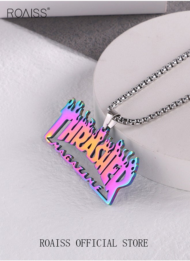 Colorful Flame Letter Necklace Style Titanium Steel  Pendant Hip-Hop Men's Pearl Chain Retro Pendant Alloy Jewelry Stainless Steel Necklace - pzsku/Z1D7A6D31AD57495D3B8BZ/45/_/1729653901/84d56641-8899-458b-a2f8-a963bfc0d21e