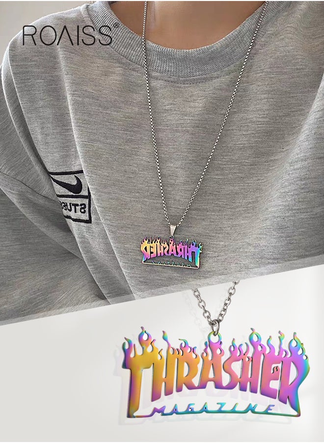 Colorful Flame Letter Necklace Style Titanium Steel  Pendant Hip-Hop Men's Pearl Chain Retro Pendant Alloy Jewelry Stainless Steel Necklace - pzsku/Z1D7A6D31AD57495D3B8BZ/45/_/1736412885/d4b51d31-00ec-4f68-a20e-2f7c443149d0