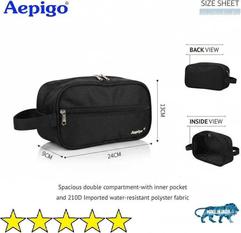 Aepigo Aepig Polyester Multipurpose Toiletry Bag for Men Hanging Dopp Kit Water Resistant Shaving Bag Small Toiletry Bag for Traveling, Black - Image 4