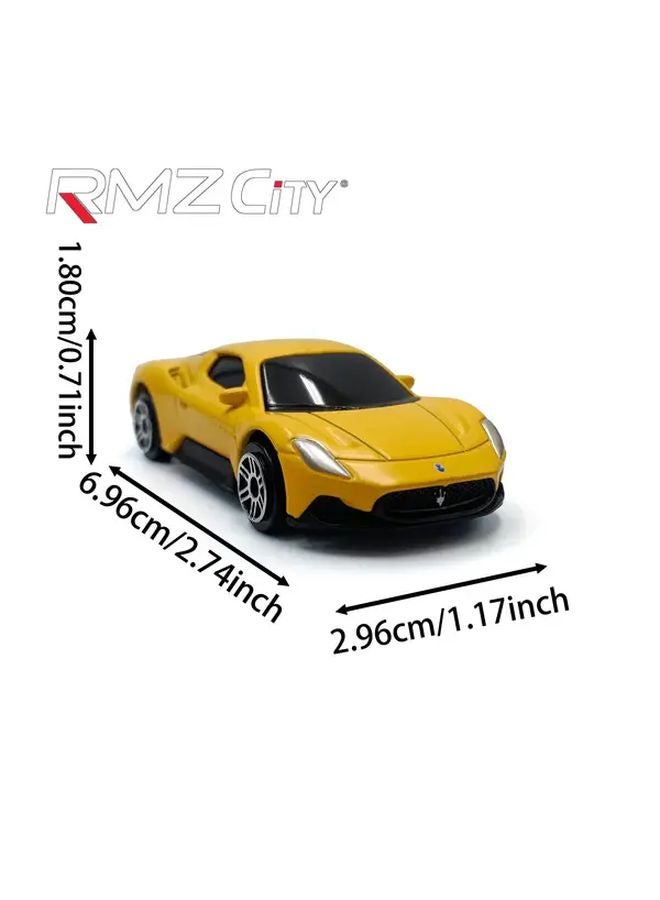 Maserati MC20 Matte Yellow Alloy Mini Car Model Push Operated Collectible Toy - Image 2