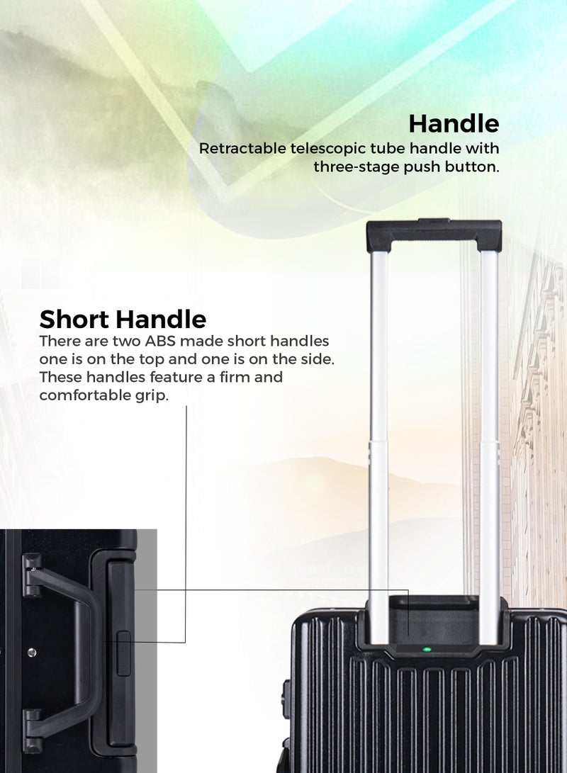 ستارجولد حقيبة الأمتعة TPC حقيبة جانبية صلبة مزودة بعجلات قابلة للدوران 360 درجة وحقيبة سفر قابلة للقفل باللون الأسود - Image 2