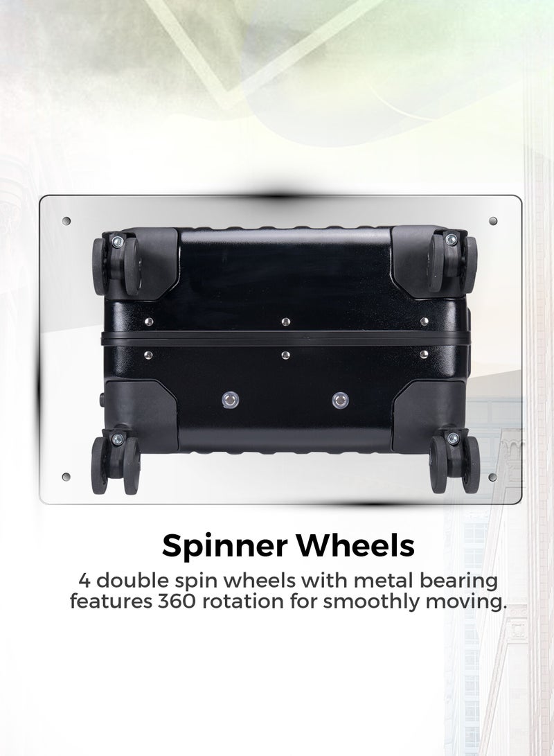 ستارجولد حقيبة الأمتعة TPC حقيبة جانبية صلبة مزودة بعجلات قابلة للدوران 360 درجة وحقيبة سفر قابلة للقفل باللون الأسود - Image 4