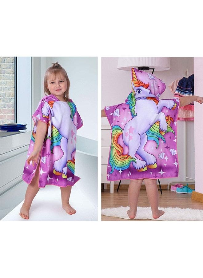 ZCM-HAPPY Kids Hooded Cape Bath Towel Microfiber Towel for Bathing  Swimming  - Image 2