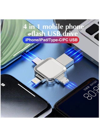 128GB USB Flash Drive 4-in-1 Multifunctional Compatible with iPhone/iPad/Android/PC High Speed Backup Thumb Drive Memory Stick External Storage Fast USB A USB C Micro USB  iPhone Connector - pzsku/Z1D7A87B9E9BE84F95F08Z/45/1749205600/d8fbe780-ff83-41c2-8b61-c03a40e213ed
