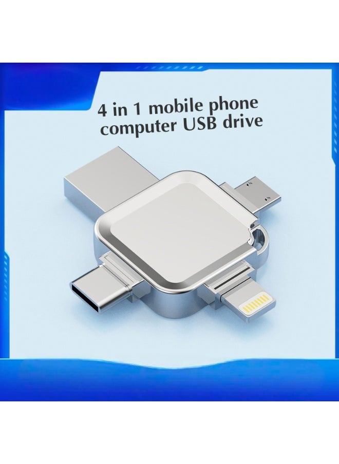 128GB USB Flash Drive 4-in-1 Multifunctional Compatible with iPhone/iPad/Android/PC High Speed Backup Thumb Drive Memory Stick External Storage Fast USB A USB C Micro USB  iPhone Connector