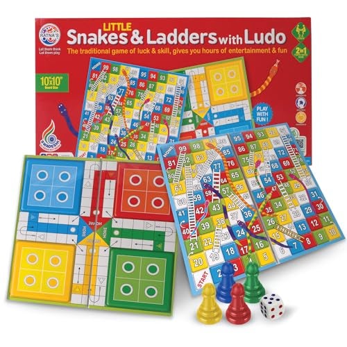 RATNA'S Classic Strategy Game Little Snakes and Ladders with Ludo 2 In 1 for Young Businessman (Multicolour),5 years and up - Image 1