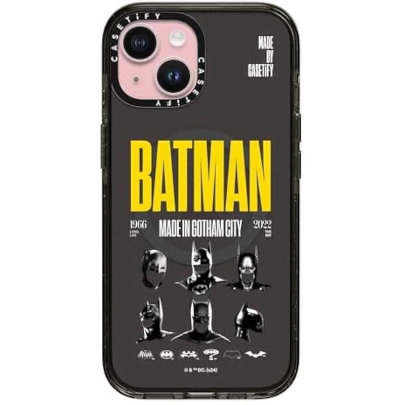 Casetify Impact iPhone 15 Case 【Batman Co-Lab / 4X Military Grade Drop Tested / 8.2ft Drop Protection/Compatible with Magsafe】 - Made in Gotham City - Clear Black - Image 1