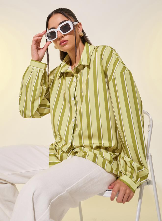 Take Two Striped Spread Collar Shirt  - Image 1