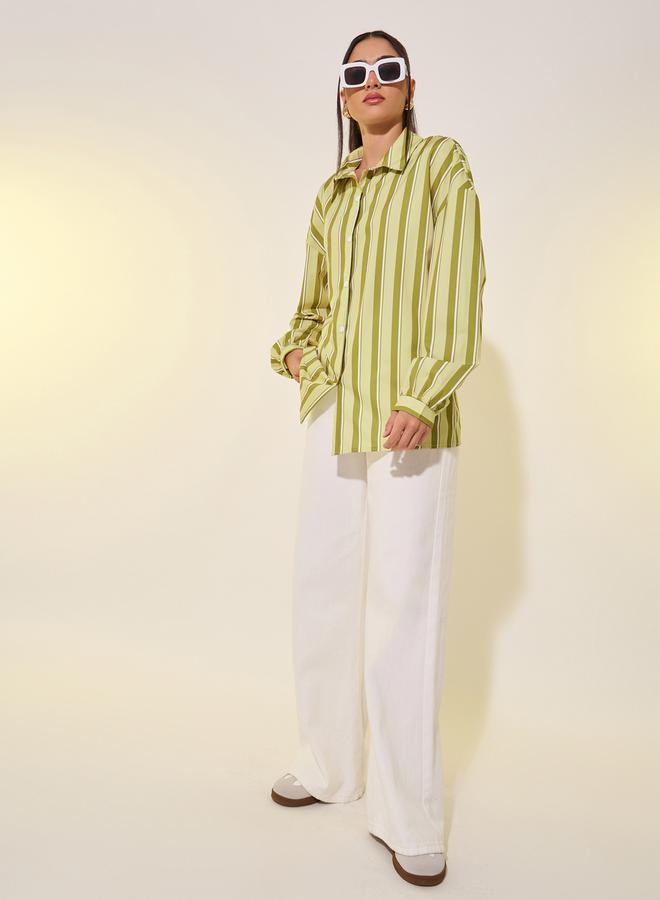 Take Two Striped Spread Collar Shirt  - Image 2