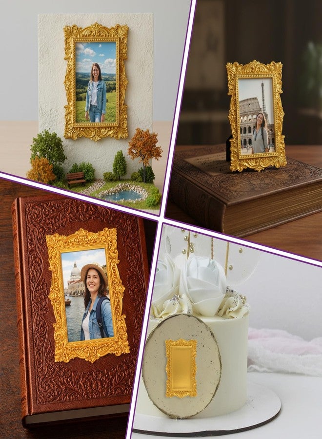 Eldraqth Baroque Photo Frame Fondant Molds, Silicone Mini Picture Frames Fondant Chocolate Molds Vintage Mirror Frame Mold for Cake Decoration Cupcake Topper Candy Polymer Clay Set of 2 - Image 5