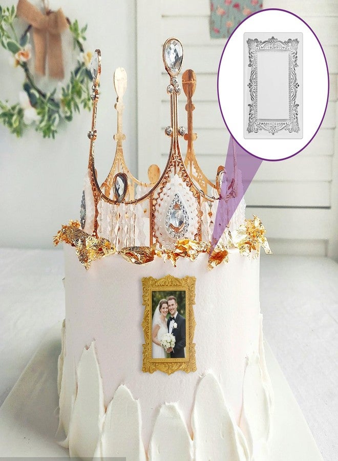Eldraqth Baroque Photo Frame Fondant Molds, Silicone Mini Picture Frames Fondant Chocolate Molds Vintage Mirror Frame Mold for Cake Decoration Cupcake Topper Candy Polymer Clay Set of 2 - Image 4