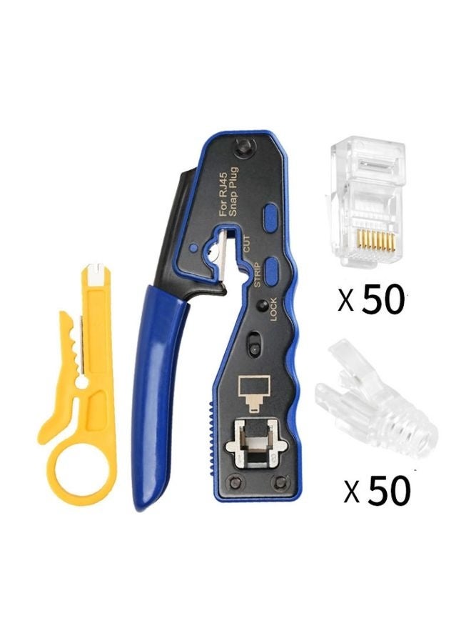 Rj45 8P Through-hole Crystal Head Connector Jacket Network Tool Stripping Wire Cable Pliers Set(Blue)  - Image 1