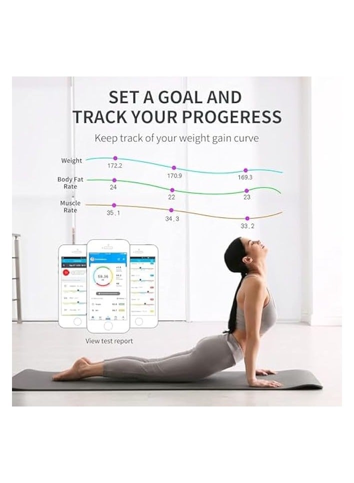 PROMASS Multifunctional Smart Body Fat Scale, Electronic Led Digital Weight Bathroom Scale With Smartphone App, Support 17 Languages And Indoor Temperature Measurement, 260 * 260 * 23Mm Whtie - Image 2