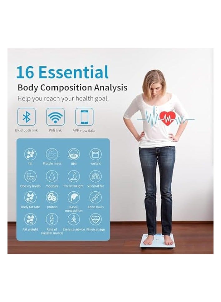 PROMASS Multifunctional Smart Body Fat Scale, Electronic Led Digital Weight Bathroom Scale With Smartphone App, Support 17 Languages And Indoor Temperature Measurement, 260 * 260 * 23Mm Whtie - Image 4