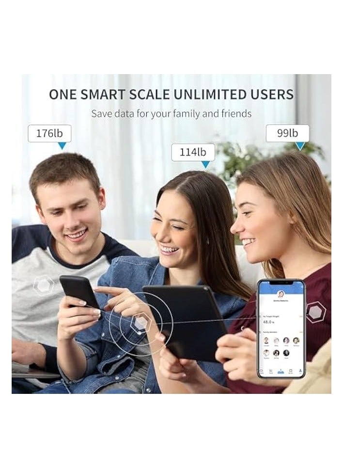 PROMASS Multifunctional Smart Body Fat Scale, Electronic Led Digital Weight Bathroom Scale With Smartphone App, Support 17 Languages And Indoor Temperature Measurement, 260 * 260 * 23Mm Whtie - Image 5