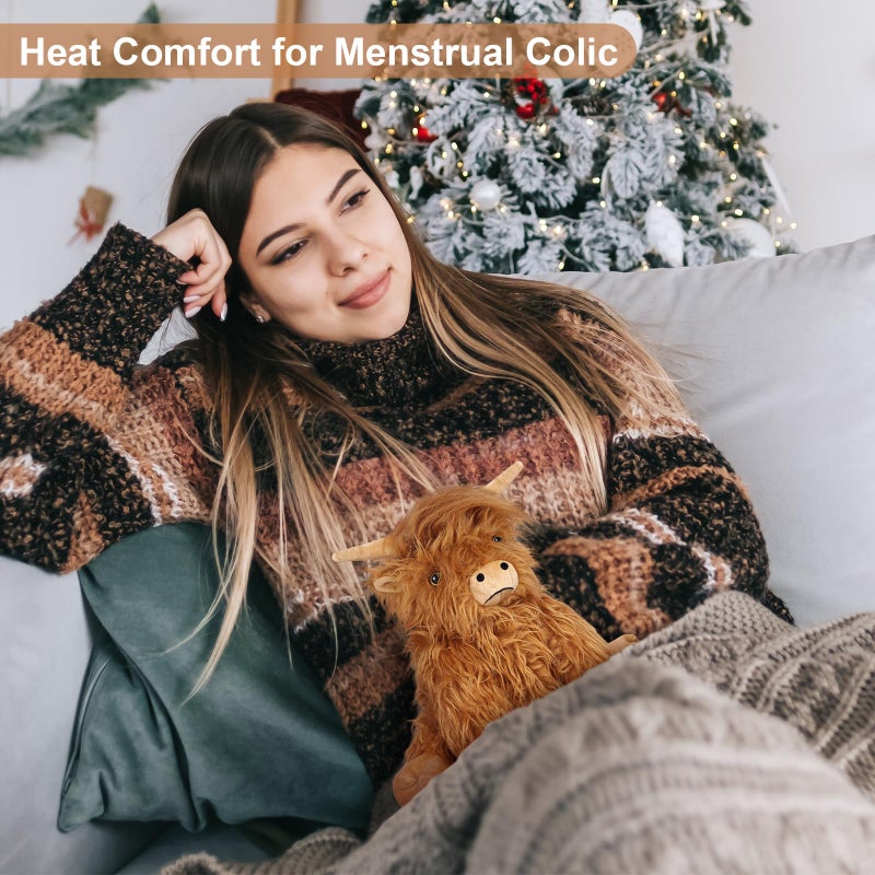 SuzziPals Heatable & Coolable Highland Cow Stuffed Animals Plushie, Microwavable Heating Pad for Soothing & Relaxation, Lavender Scented Cattle Plush Toys for Stress Relief, Stuffed Cow Gifts - Image 4