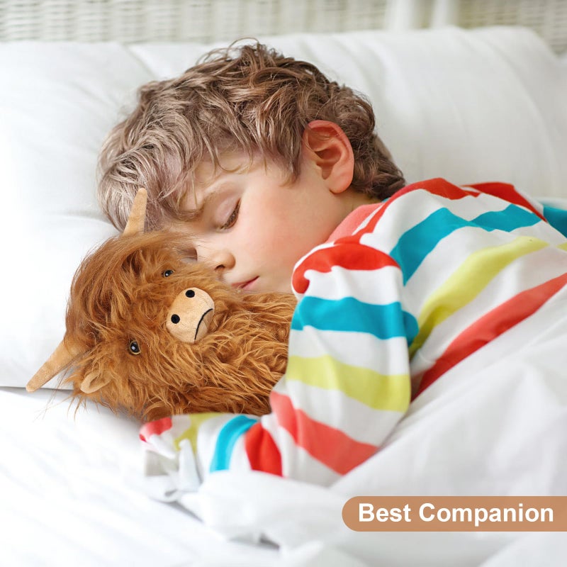SuzziPals Heatable & Coolable Highland Cow Stuffed Animals Plushie, Microwavable Heating Pad for Soothing & Relaxation, Lavender Scented Cattle Plush Toys for Stress Relief, Stuffed Cow Gifts - Image 5