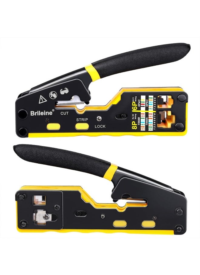Generic Brileine  Rj45 Crimp Tool Pass Through Kit Ethernet Crimper Cat5 Cat5E Cat6 Crimping Tool For Rj11/12 6P/8P With Network Lan Cable Tester, 50Pieces Cat6 Connectors, 51Pieces Boots, Mini Cable Stripper  - Image 4