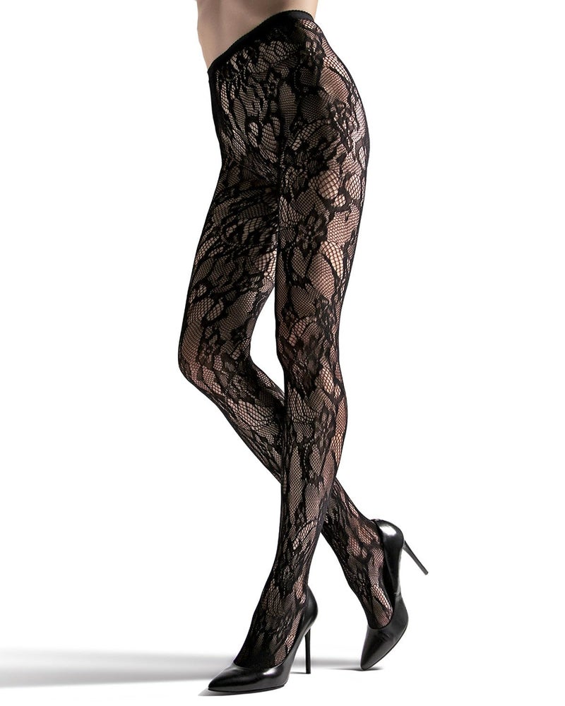 Natori Women's Lace Cut Out Net Tights, 04565, Ivory, L - Image 1
